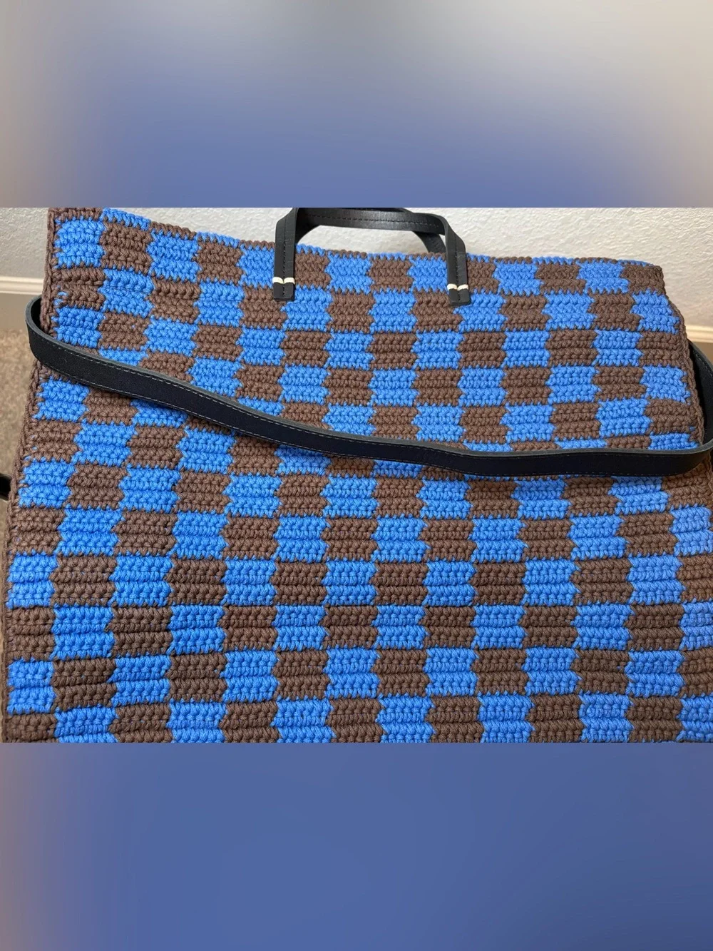 NEW Clare V Summer Simple Tote in Blue and Chocolate - Picture 2 of 9